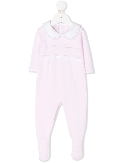 Paz Rodriguez Babies' Crochet Knitted Detailed Romper In Pink