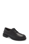 Camper Pix Leather And Recycled Polyester Derby Shoes In Black/ Black Leather