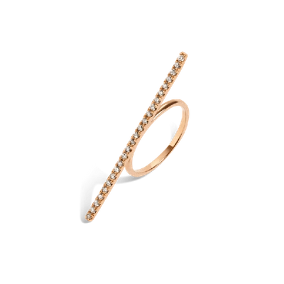 Aurate Diamond Bar Ring With White Diamonds In Gold/ Pink
