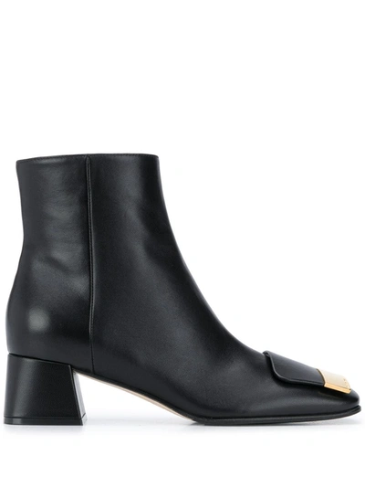 Sergio Rossi Logo-plaque Ankle Boots In Black