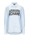 Armani Exchange Shirts In Sky Blue