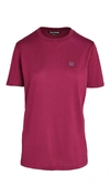 Acne Studios Face Patch Cotton T-shirt In Dark Pink