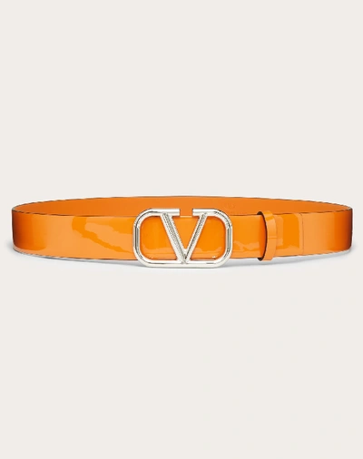 Valentino Garavani Vlogo Signature Patent Leather Belt 30mm In Orange