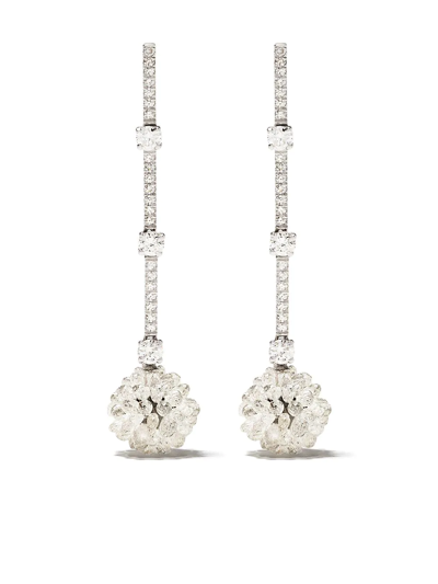 David Morris 18kt White Gold Diamond Briolette Pendant Earrings