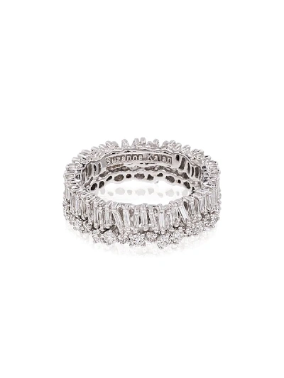 SUZANNE KALAN 18KT WHITE GOLD BAGUETTE DIAMOND RING