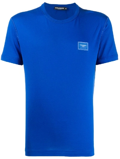 Dolce & Gabbana Logo-patch Crew-neck T-shirt In Blue