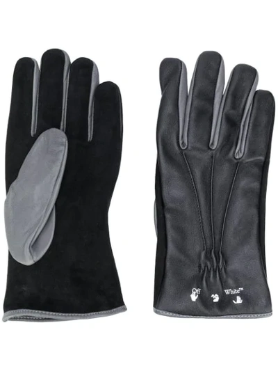 Off-white Logo-print Gloves In Black
