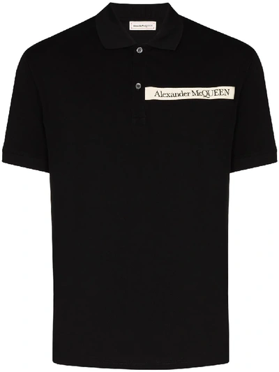 Alexander Mcqueen Pique Logo Polo Shirt In Black