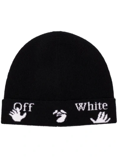 Off-white Black Logo Knit Wool Beanie Hat