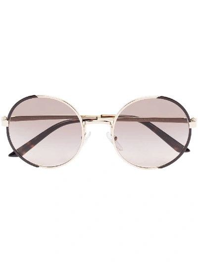 Prada Round-frame Gradient-lens Sunglasses In Gold