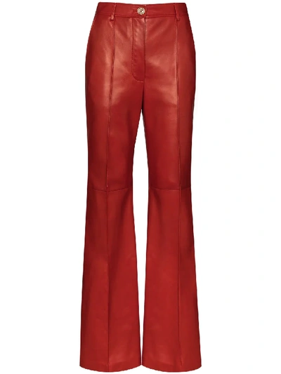 Gucci Plongé Leather High Waist Trousers In Red