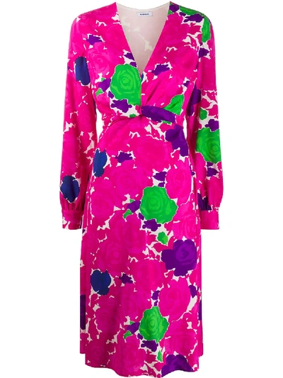 P.a.r.o.s.h Floral Midi Dress In Pink