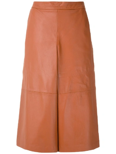 Alcaçuz Leather Paco Midi Skirt In Brown