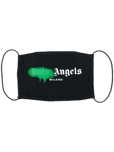 Palm Angels Milano Spray Logo Print Cotton Face Mask In Black