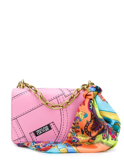 Versace Jeans Couture Jeans-print Crossbody Bag In Pink
