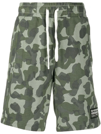 G-star Raw Brush Camouflage Track Shorts In Green