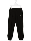 Philipp Plein Junior Heart Print Studded Track Pants In Black