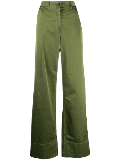 Luisa Cerano Plain Flared Trousers In Green