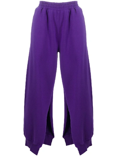 Mm6 Maison Margiela Side-cut Cropped Track Trousers In Purple