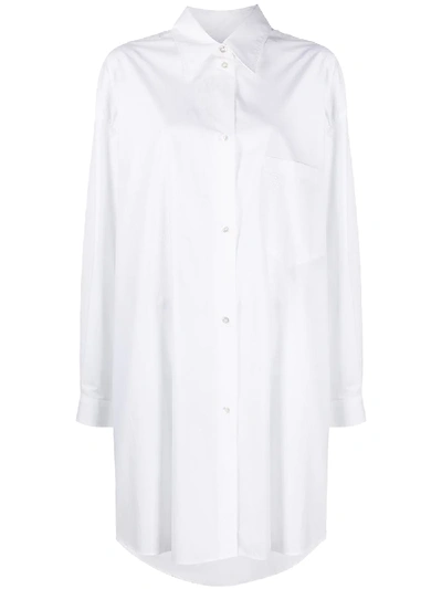 Mm6 Maison Margiela High-low Hem Shirt Dress In White