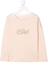 CHLOÉ GLITTER LOGO T-SHIRT