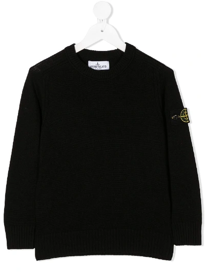 Stone Island Junior Kids' Logo Patch Jumper In Black