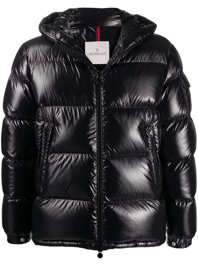 Moncler Men Detachable Hood Padded Down Jacket In Black