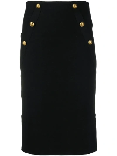 Pinko Embossed-button Skirt In Black