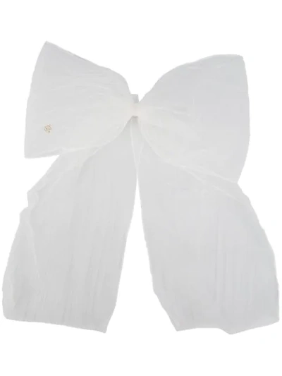 Maison Michel Wicole Pleated-tulle Bow Hair Clip In White