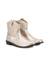 MONNALISA SNAKE-EFFECT ANKLE BOOTS