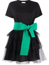 RED VALENTINO BOW-STRAP TULLE MINI DRESS