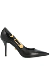 Versace Medusa Safety Pin Detail Pointed-toe Pumps In Black