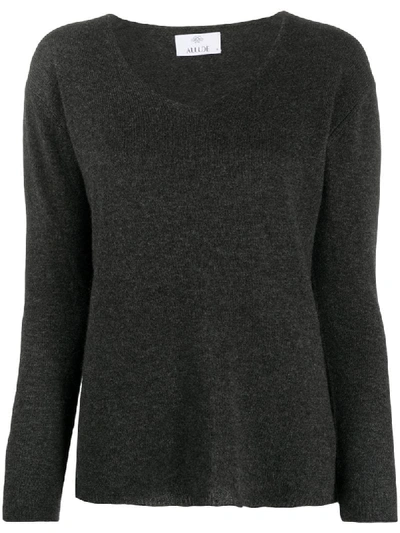 Allude V-neck Cashmere Sweater In Grey