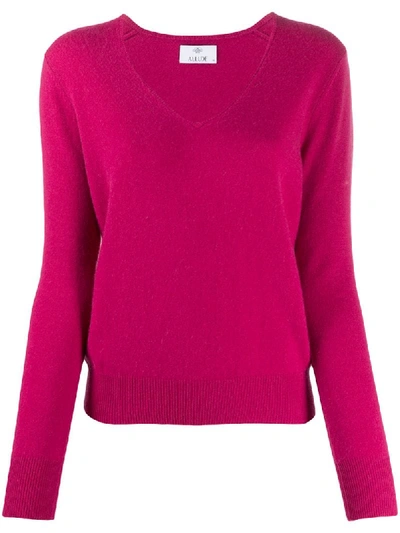 Allude V-neck Cashmere Sweater In Pink