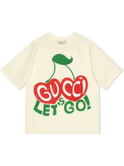 Gucci Kids' Let's Go Cherry-print T-shirt In White