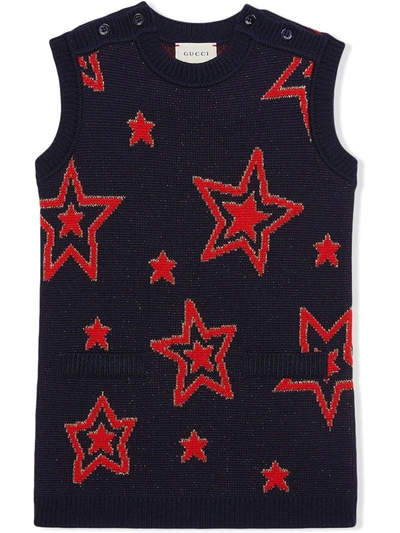 Gucci Kids' Little Girl's & Girl's Star Wool Tunic Dress In Oltremare