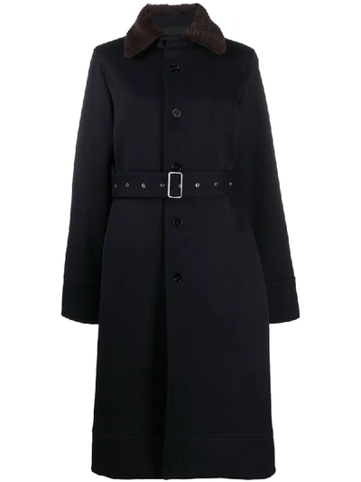 Jil Sander Single-breasted Belted Coat In Blue