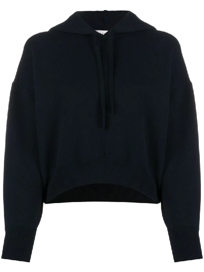 Valentino Boxy-fit Cropped Hoodie In Blue