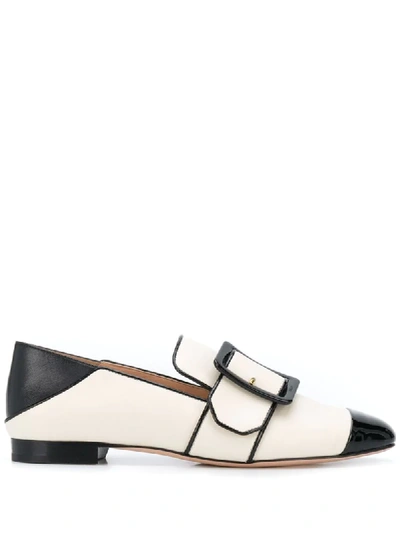 Bally Janelle Buckled Strap Loafers In White