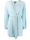 Retroféte Sequinned Wrap Dress In Blue