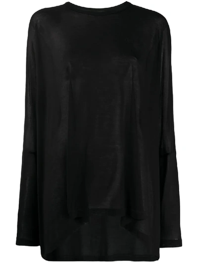 Mm6 Maison Margiela Semi-sheer Long Sleeve T-shirt In Black