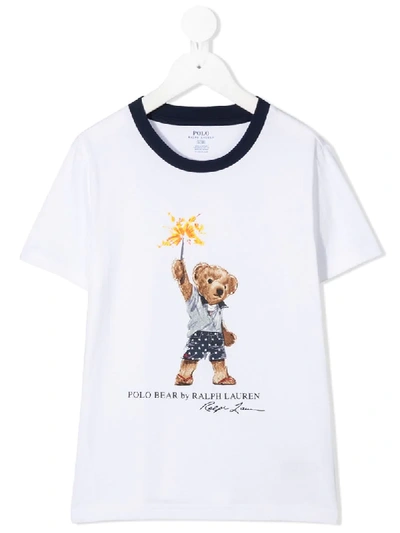 Ralph Lauren Kids' Polo Bear Print T-shirt In White