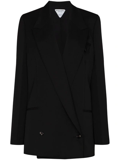 Bottega Veneta Long-line Double-breasted Blazer Jacket In Black