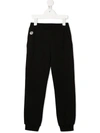 Philipp Plein Junior Heart Print Studded Track Pants In Black