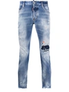 DSQUARED2 SPLATTER-PRINT DISTRESSED-FINISH SKINNY JEANS