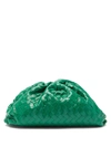 Bottega Veneta Womens Racing Green-gold The Pouch Intrecciato Woven Leather Clutch Bag