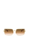Ray Ban Rectangle 1969 Sunglasses Gold Frame Brown Lenses 54-19 In 914751