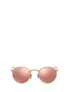 Ray Ban Round Flash Lenses Sunglasses Gold Frame Copper Lenses 50-21 In 112/z2