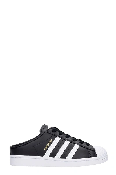 Adidas Originals Superstar Mule Sneakers In Black Leather