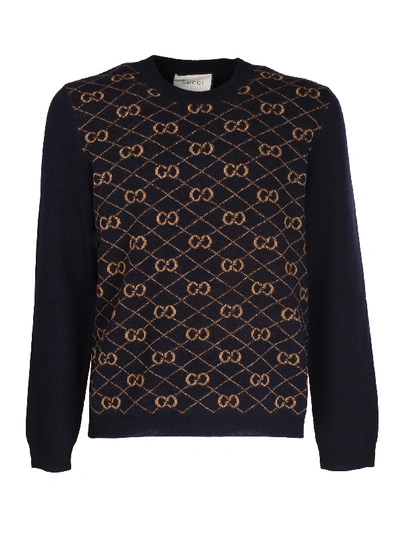 Gucci Crew Neck Sweater In Blu